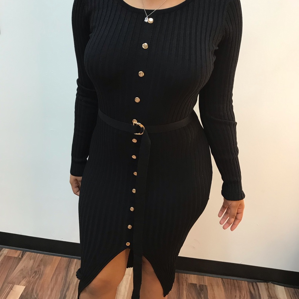 โผ๏ธ Burgundy Sweater Dress Stretchy Fitted Bodycon - Picture 3 of 3